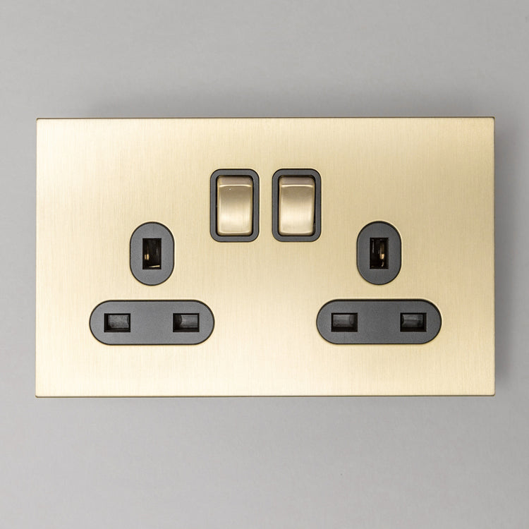 Satin Brass Switches and Sockets - J Series