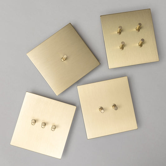 Satin Brass Switches and Sockets - J Series