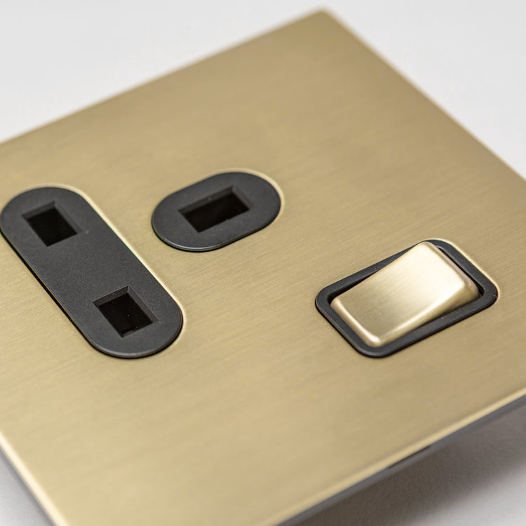 Satin Brass Switches and Sockets - J Series