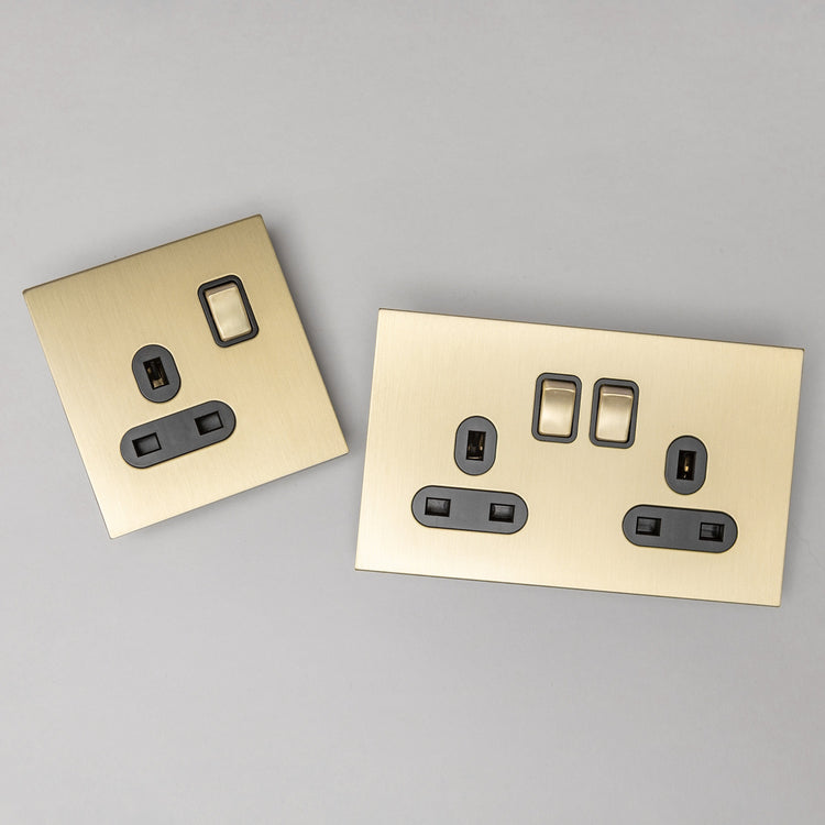 Satin Brass Switches and Sockets - J Series