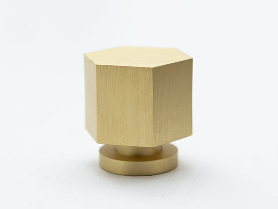 Brass hexagonal tall knob with no borders - Brass bee