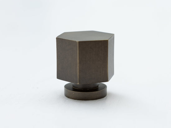 Brass hexagonal tall knob with no borders - Brass bee