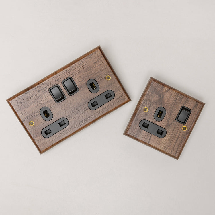 Black Walnut Switches and Sockets - W Series