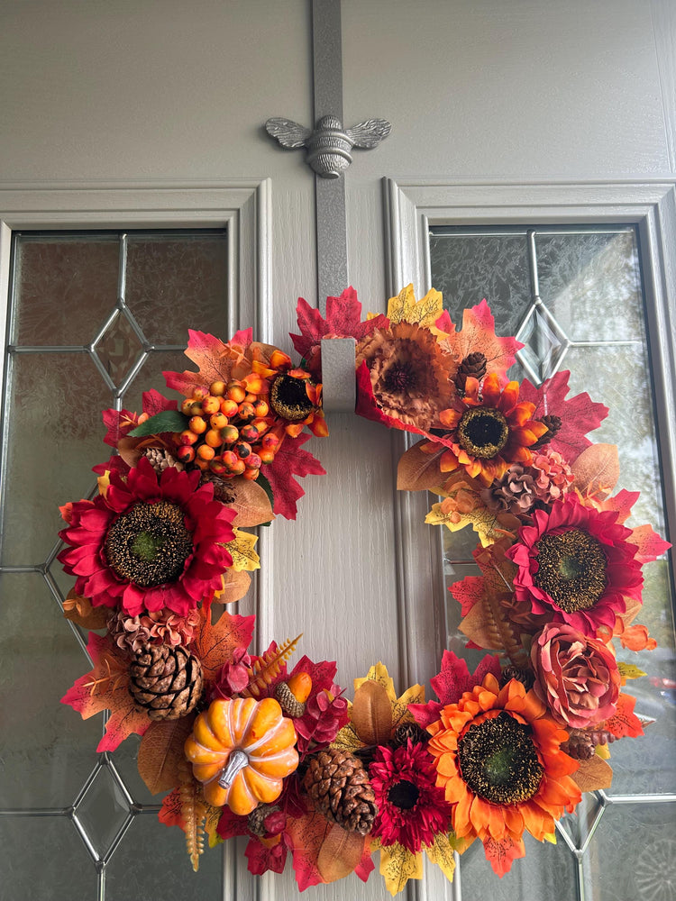 Brass bee Wreath Hanger - Grey Finish