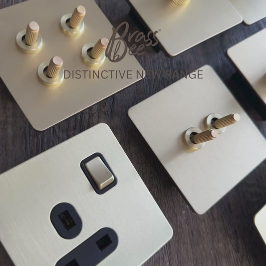 Satin Brass Switches and Sockets - B Series