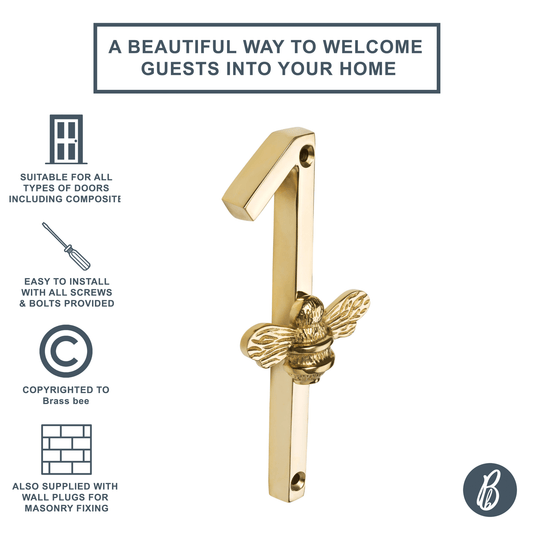 Brass bee Premium House Numbers with Bee in Brass Finish 0-9 - Brass bee